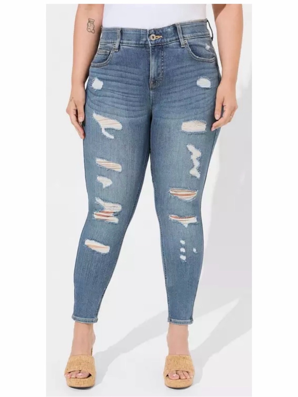 Torrid Bombshell Skinny Distressed Jeans Blue